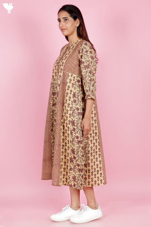 Cambric Cotton Dress In Block Print