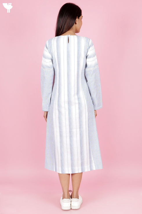 Khaadi Cotton Striped Cotton Dress With Embroidery