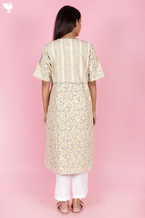 Twill Kurta In Block Print