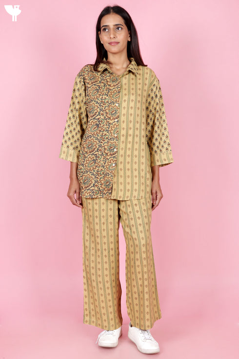 Rayon Co-Ord Set In Block Print