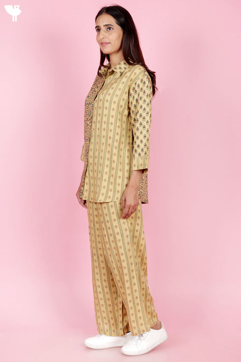 Rayon Co-Ord Set In Block Print