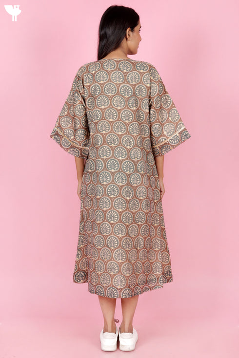 Chanderi Silk Top With Block Print