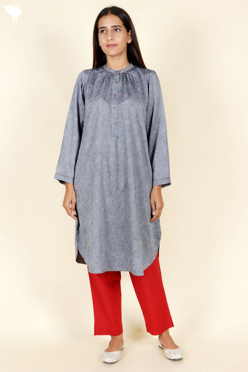 Rayon Kurta With Jacquard Weave