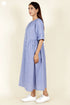 Chambray Cotton Button Dress In Blue Melange