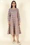 Cambric Cotton Panelled Dress In Block Print