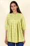 Khaadi Cotton Lime Top With Floral Block Print