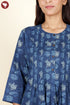 Cambric Cotton Indigo Blue Kurta In Floral Block Print