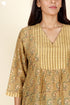 Cotton Silk Olive Mustard Dress in Block Print