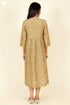 Cotton Silk Olive Mustard Dress in Block Print