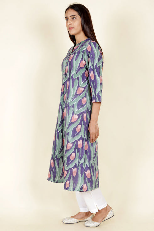Cambric Cotton Kurta in Block Print