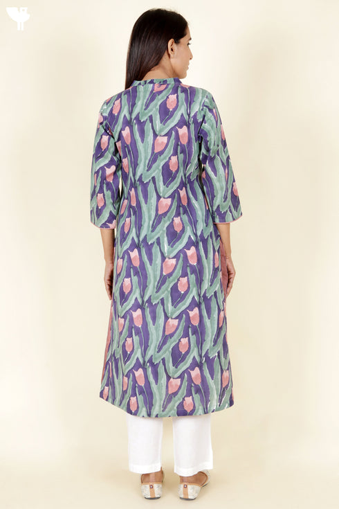 Cambric Cotton Kurta in Block Print