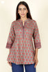 Cambric Cotton Pintuck Kurta With Floral Block Print