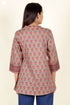 Cambric Cotton Pintuck Kurta With Floral Block Print