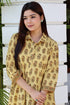 Khaadi Cotton Mustard Dress in Floral Block Print