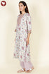 Mulmul Cotton Ivory Kurta In Floral Block Print