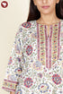 Mulmul Cotton Ivory Kurta In Floral Block Print