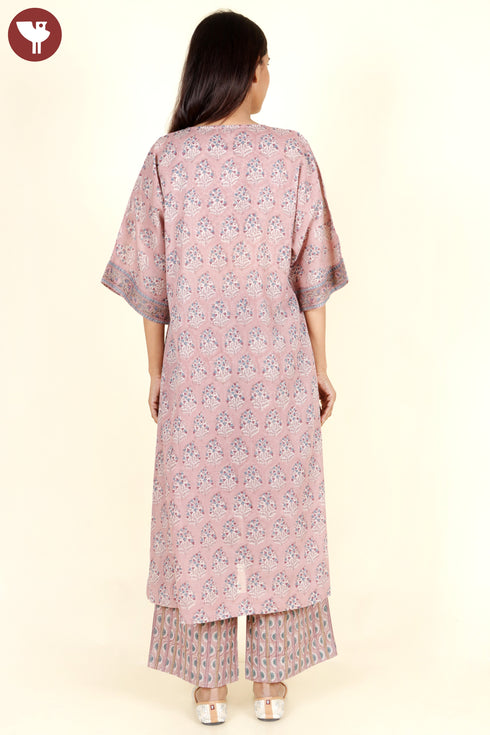 Mulmul Cotton Dress In Floral Block Print