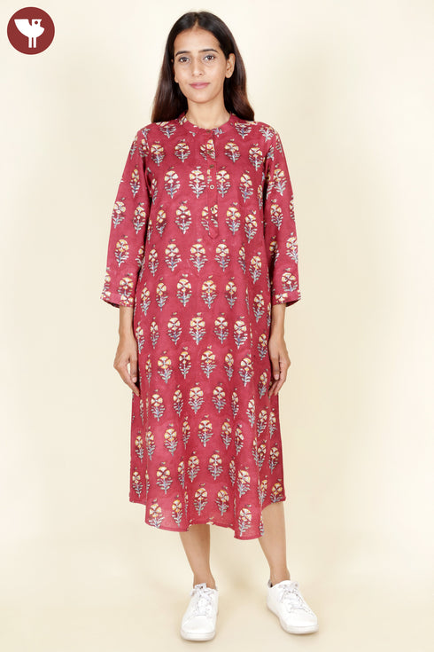 Lyocell Dress In Floral Block Print