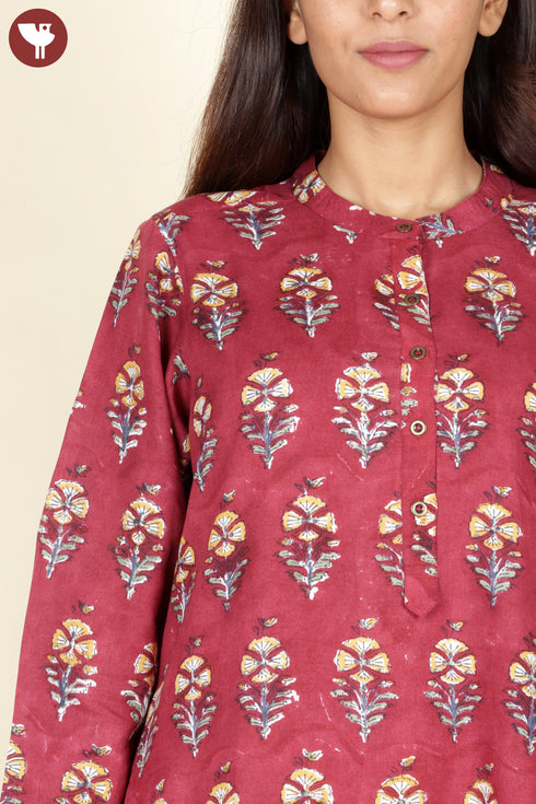 Lyocell Dress In Floral Block Print