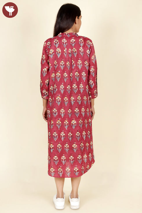 Lyocell Dress In Floral Block Print