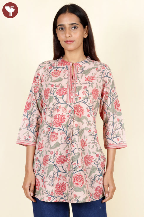 Cambric Cotton Soft Blush Floral Top