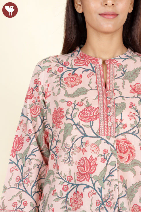 Cambric Cotton Soft Blush Floral Top
