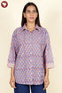Cambric Cotton Shirt Top In Floral Block Print
