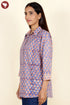 Cambric Cotton Shirt Top In Floral Block Print