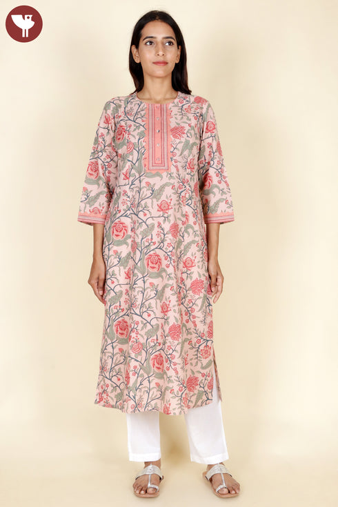Cambric Cotton Kurta Floral Print