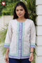 Khaadi Pinstripe Cotton Placement Print Top