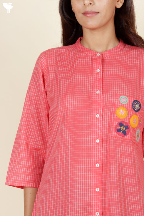 Khaadi Check Coral Kurta