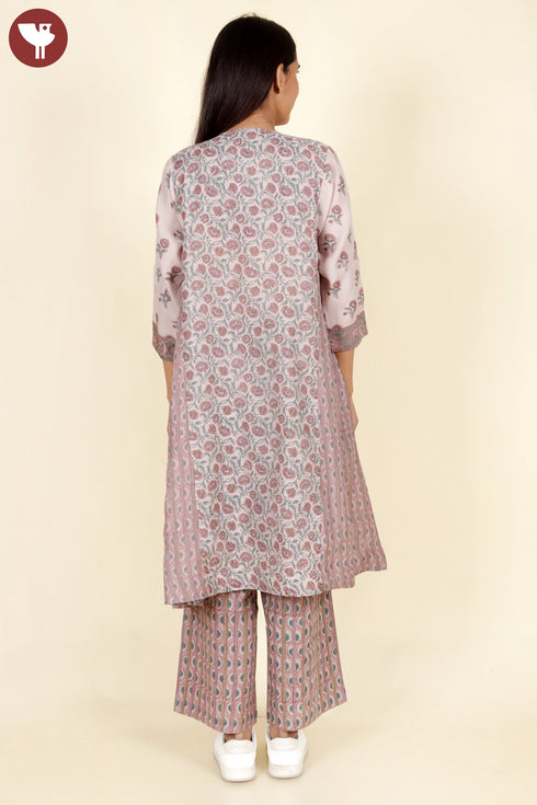 Chanderi Silk Kurta in Floral Block Print