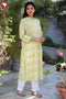Cambric Cotton Kurta In Floral Block Print