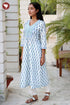 Cambric Cotton Dress In Floral Block Print