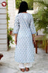 Cambric Cotton Dress In Floral Block Print