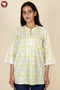 Cambric Cotton Top in Floral Block Print