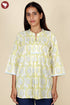 Cambric Cotton Top in Floral Block Print