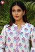 Cambric Cotton Powder Blue Shirt Top in Block Print