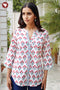 Cambric Cotton Top In Block Print