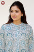 Cambric Cotton Aqua Blue Top in Floral Block Print