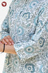 Cambric Cotton Aqua Blue Top in Floral Block Print