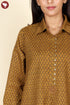 Cambric Cotton Mustard Top In Block Print