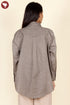 Cambric Cotton Taupe Dotted Top In Block Print