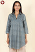 Cambric Cotton Slate Blue Geometric Top