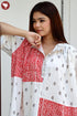 Khaadi Off White Red Patch Dress In Block Print