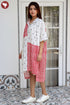 Khaadi Off White Red Patch Dress In Block Print
