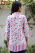 Cambric Cotton Shirt Style Top In Floral Block Print