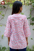 Cambric Cotton Pintuc Floral Top In Block Print