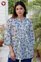 Cambric Cotton Purple Floral Pintuck Top
