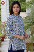 Cambric Cotton Purple Floral Pintuck Top